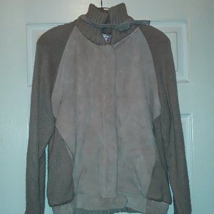 S.M.L. Sport womens Tan leather/wool jacket size M